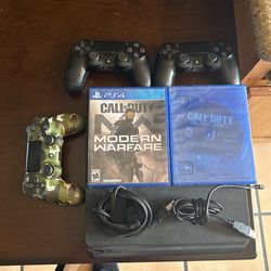 PS4 Slim w/ Games and Controllers