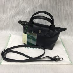 Longchamp Mini Le Pliage Cuir Leather Top Handle Bag