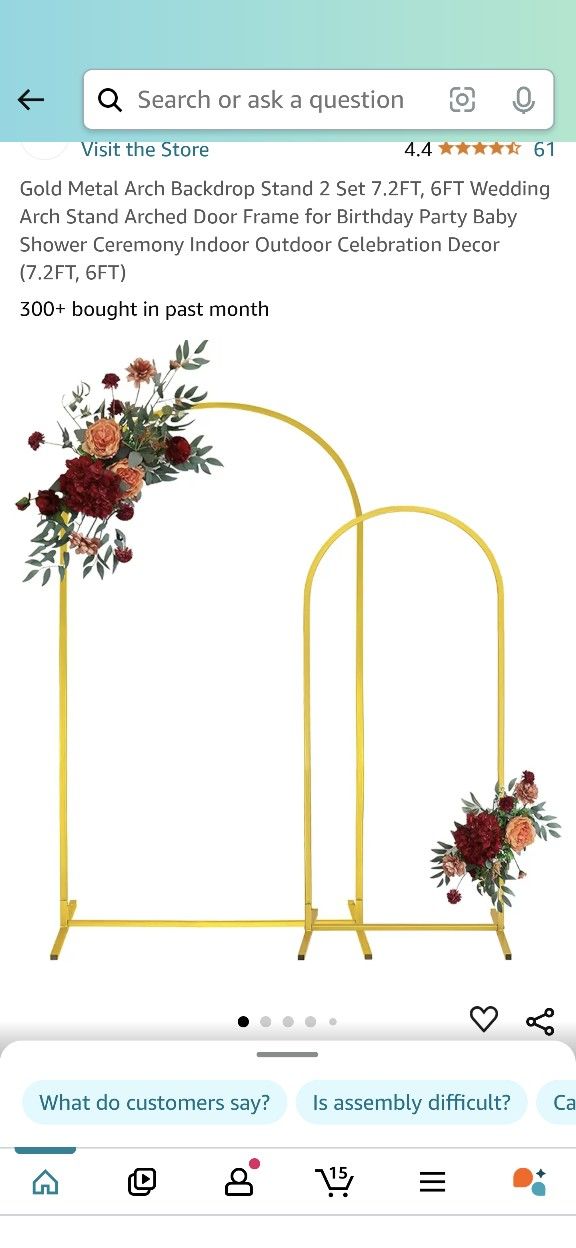Set Of 2 Gold Wedding Arch
