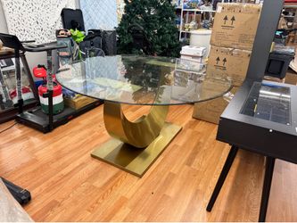 60” Glass Dinning Table With Gold Base