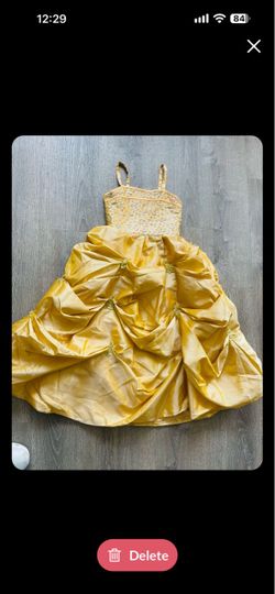 Girls Yellow Princess Ball Gown Dress