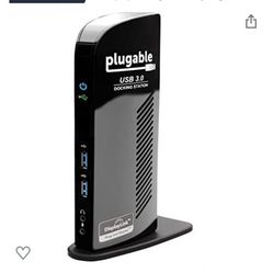 Plugable USB 3.0 Universal Laptop Docking Station Dual Monitor for Windows and Mac (Dual Video: HDMI and DVI/VGA/HDMI, Gigabit Ethernet, Audio, 6 USB