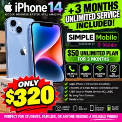 iPhone 14 with 3 months of $50 unlimited included