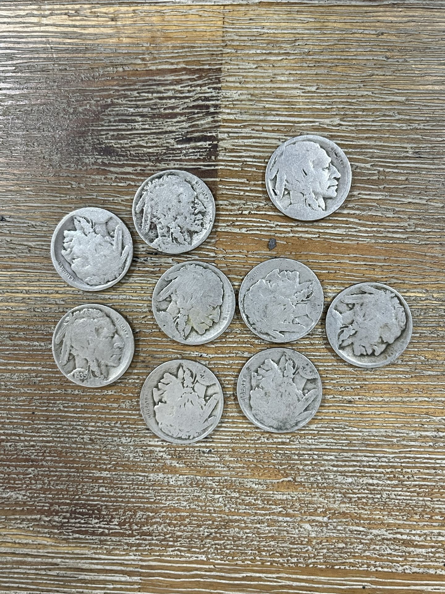9x Buffalo Nickel Some No Date Coins