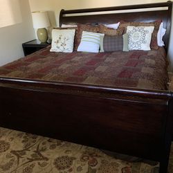 Crate and Barrel King Size Frame with Dresser and Two night Stand Table