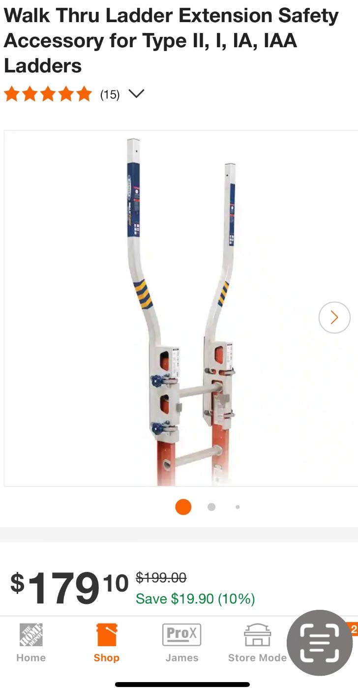 Walk Thru Ladder Extension Safety Accessory for Type II, I, IA, IAA Ladders