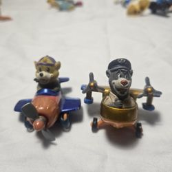 Talespin Baloo the Bear die cast toy orange & gold plane and the propellers spin! 1.5”