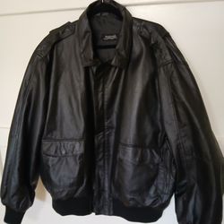 Mens Black Leather Bomber Jacket