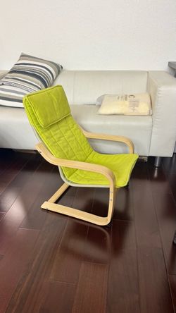 IKEA POÄNG Kids Armchair – Birch Wood Frame w/ Green Cushion