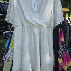 Missky Brand White Short Sleeve Dress Size Xl Nwt 