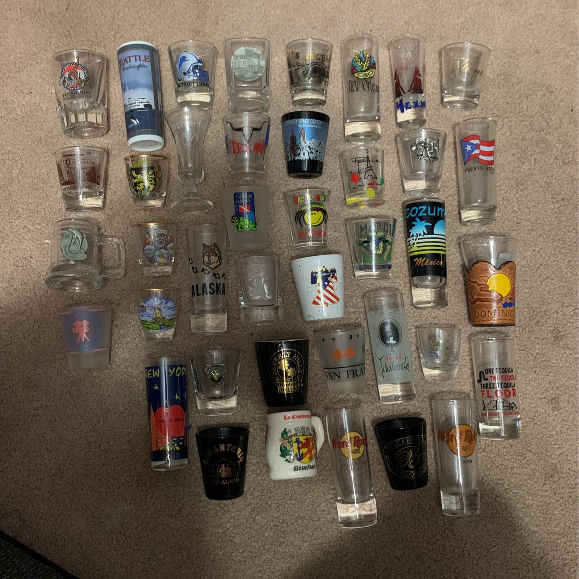 Shot glasses from all over the world.