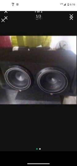 two Rockford fosgate 8 in speakers in the box with a Rockford fosgate amp both in good condition