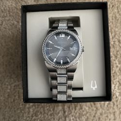 Bulova Crystal Stainless Steel Watch