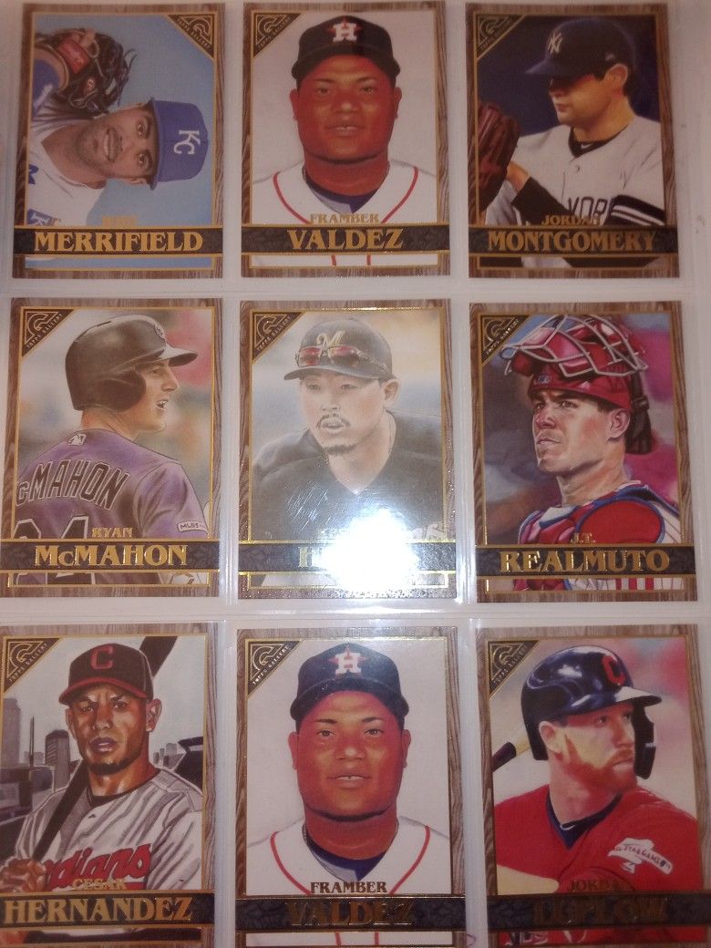Lot Of 9 2020 Topps Gallery "Wood Canvas" Baseball Cards