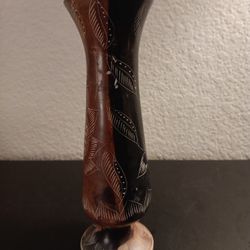 EXQUISITE Handcarved Soapstone 7" Pedestal Bud Vase Made in Kenya.
