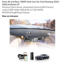 Ford Mustang 2024-2026 Front 4K Rear 1080P Dash Cam
