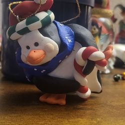 Vintage candy cane penguin
