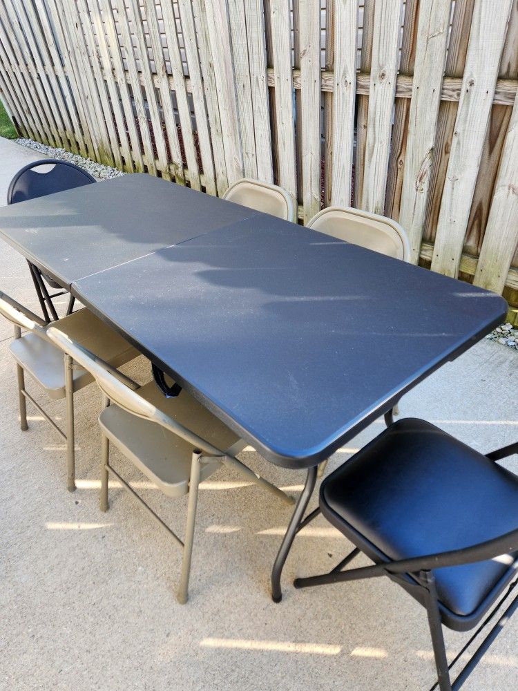 Folding Table with Six Chairs