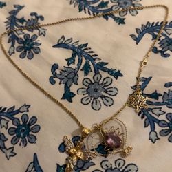 10k Angel & 10k Chain Includes 10k Snow Flake Just Added A Amethyst Golf Wired Wrapped 9k Gold Heart Pendant  Antique From 1900’s