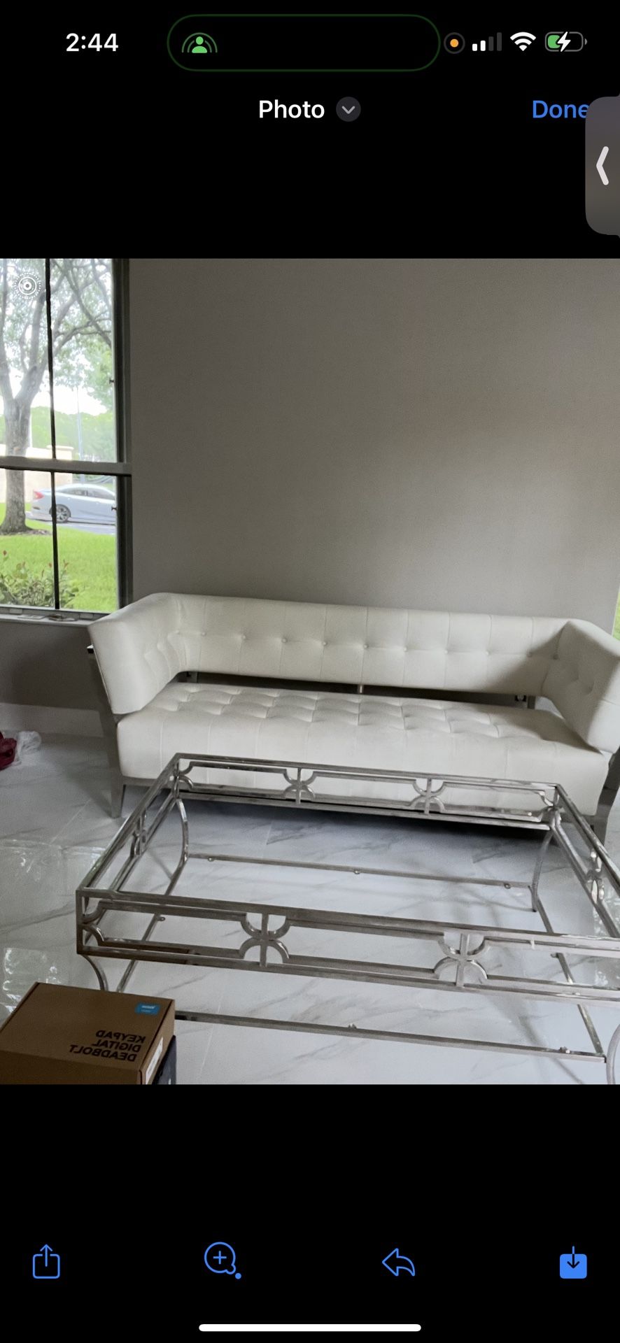 White Sofa / Glass table