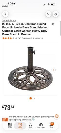 23 lb Cast Iron Patio Umbrella Base Stand