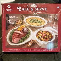 4 Piece Bake & Serve White Stoneware Set 