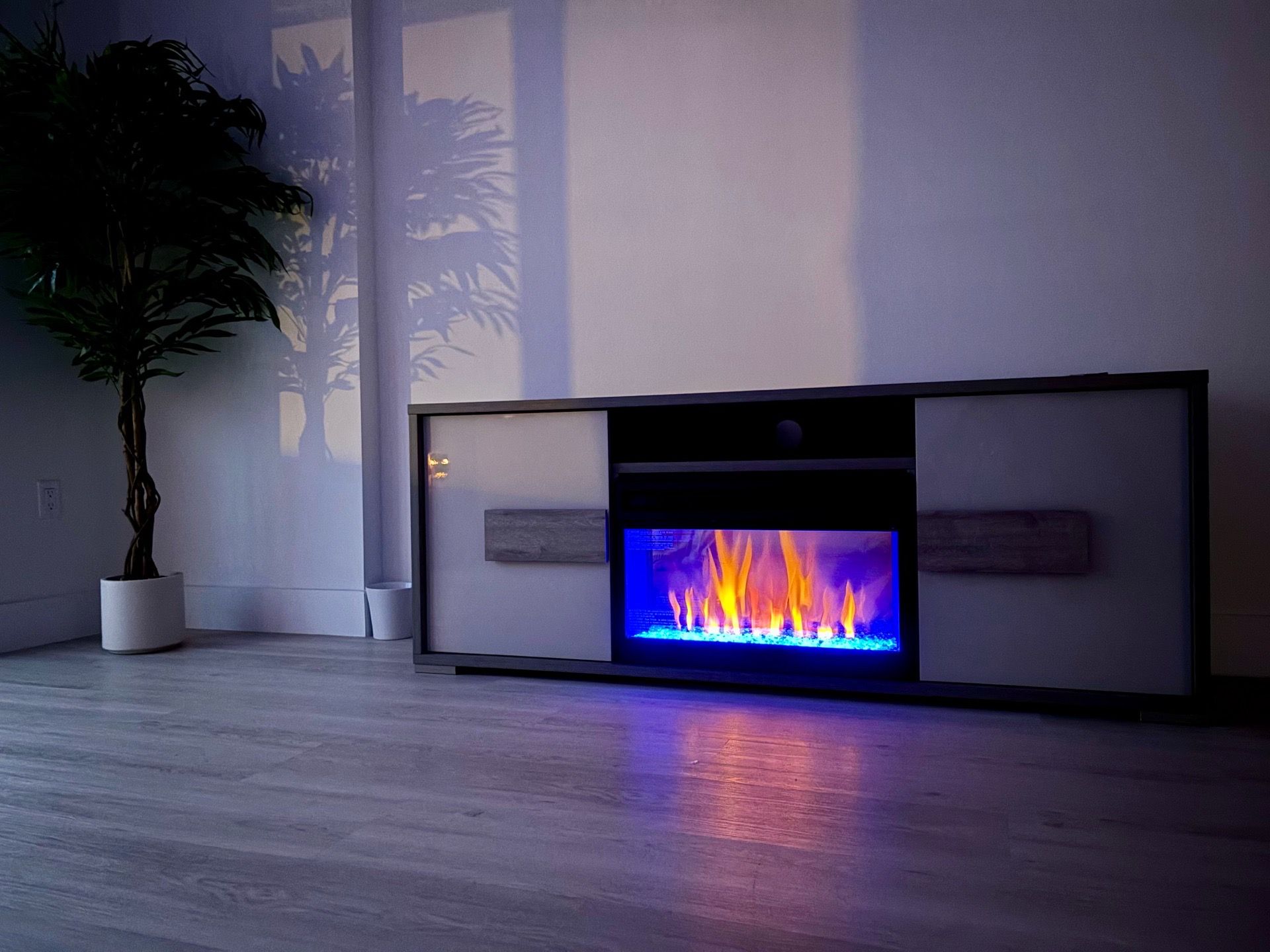 Tv stand with fire place