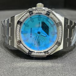 G-Shock Custom Moissanite Modded Beach Timelapse GA2100