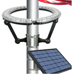 Solar Flag Pole Light, 4640 Lumens Flag Pole Light Solar Powered, 12000 mAh 32 LED Flag Light, Up to 15 Hrs, IP65 Waterproof, Adjustable Clamp fits 2-