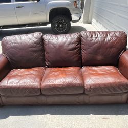 Leather Couch, Chair, Ottoman For Sale