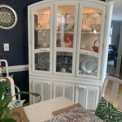 White Solid Wood China Cabinet