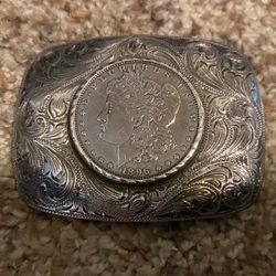 1896 Morgan silver dollar belt buckle