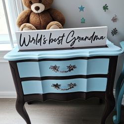 Blue Custom French Provincial Nightstand 