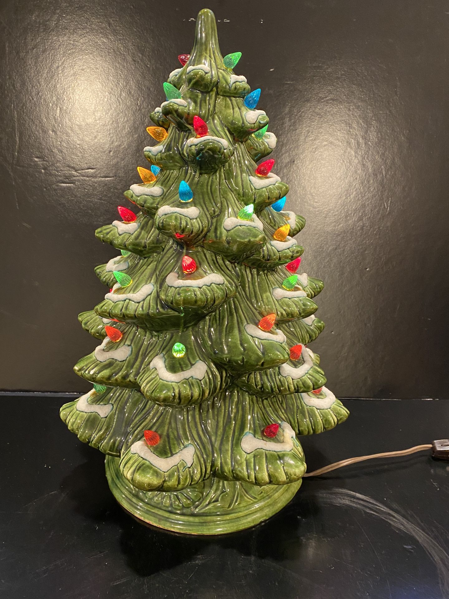1970’s Working Vintage 16” Ceramic Christmas Tree with Stand