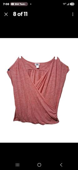 Old Navy Coral Heathered Surplice Wrap Top Sz M V-Neck Cold Shoulder