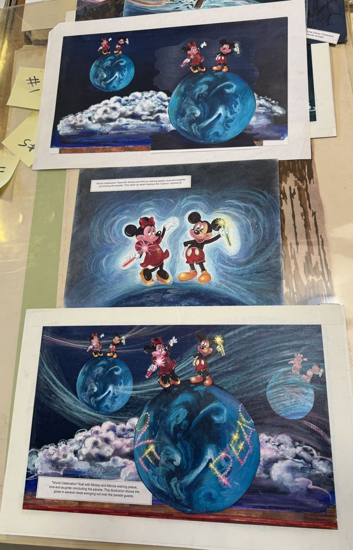 3 Pieces Mickey and Minnie Mouse Original Art by Ron Pekar