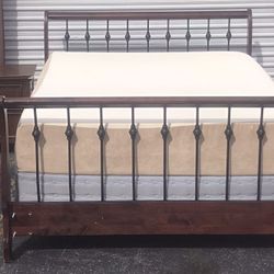 Queen Size Bed with Memory Foam Mattress Set