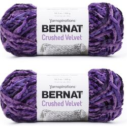 Bernat Crushed Velvet Potent Purple Yarn - 2 Pack of 300g/10.5oz - Polyester - 5 Bulky - 315 Yards - Knitting/Crochet