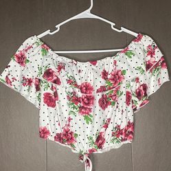 Large, Floral, Off The Shoulder Crop Top