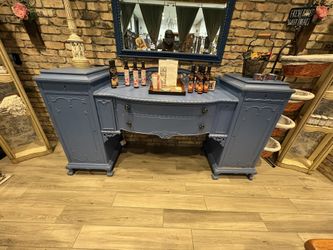 Large Blue Dresser And Mirror 