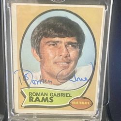 Signed Autograph Rams 1970 TOPPS 100 ROMAN GABRIEL