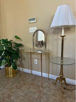 Vintage Brass and Chrome Vanity with Mirror
