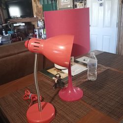 2 Hot Pink Lamps In Good Condition, 20. Each 
