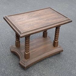 Vintage Mid Century Modern MCM Faux Wood Indoor Outdoor 2 Tier Caster Wheels Porch Patio Deck Side End Accent Mini Bar Tea Cart Rolling Table Stand