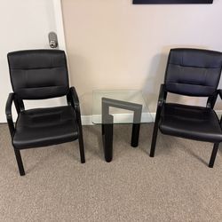 Modern Office Guest Chair Set with Glass Table