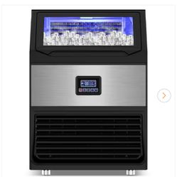 Commercial Ice Maker 300 lb./24 H Freestanding Ice Maker Machine with 75 lb. Storage, Stainless Steel