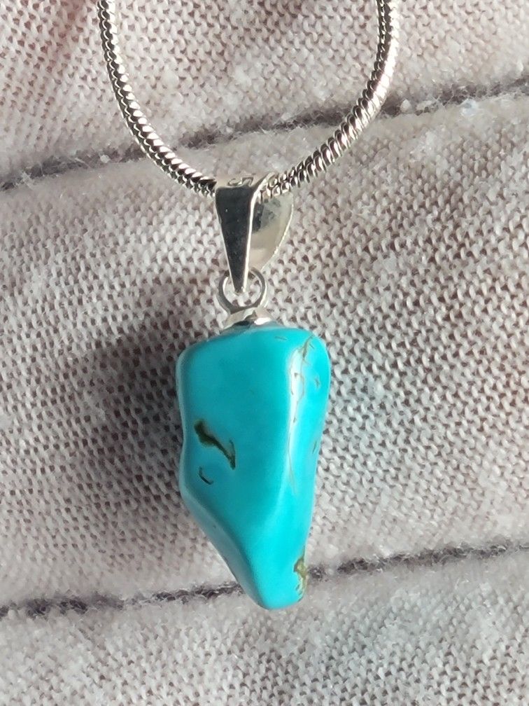 5ctw Natural Turquoise Pendant w/ .925 Sterling Silver Bail [Arizona] Grade AAA+