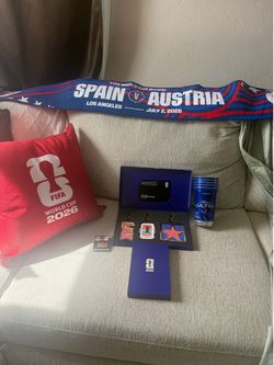 FIFA 2026 World Cup Commemorative Set Los Angeles Leather Key Chain and Scarf.  Was given out to special pass holder.