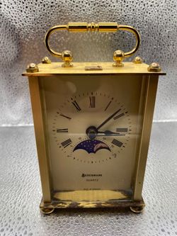 Vintage Benchmark Blue Moon Phase Junghans Quartz Clock Made In Germany Used