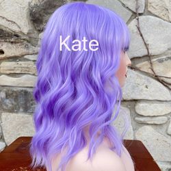 Human Hair Blend Pastel Purple Wig